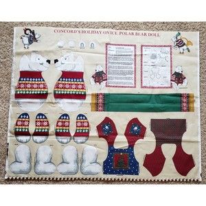Concord's Holiday on Ice Polar Bear Doll Fabric Bear Pattern Cut & Sew Craft